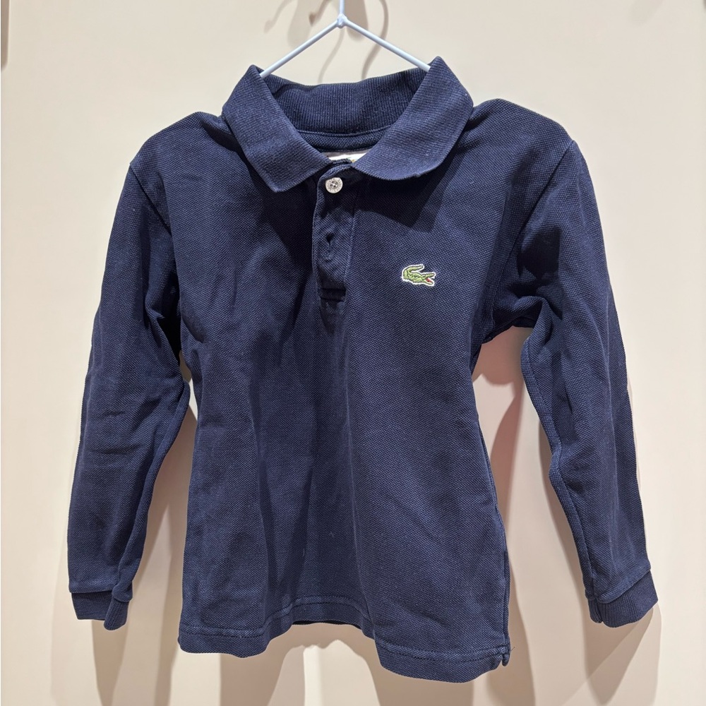 Lacoste Kids Dark Navy Blue Long Sleeve Polo shirt sz 4